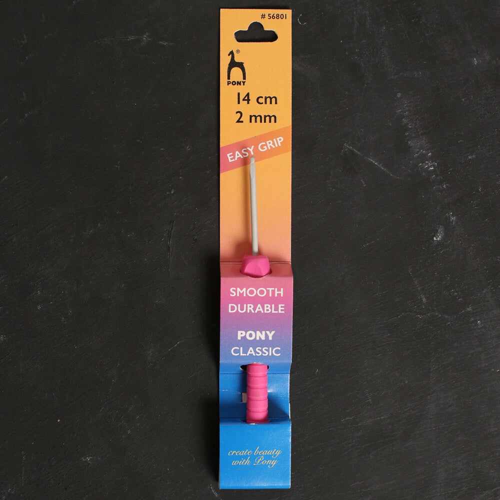 Pony Easy Grip 2 mm 14 cm Pembe Yumuşak Saplı Yün Tığ - 56801